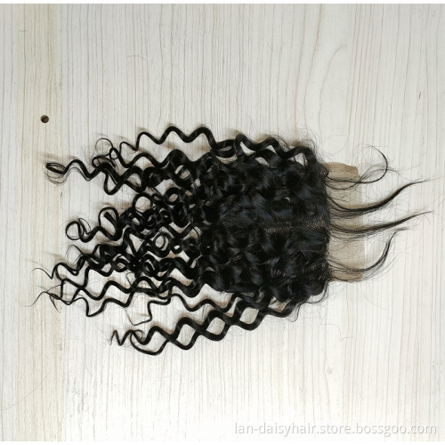 4*4 T Part half hand made Closure  Popular style Human Hair Water wave Toupee